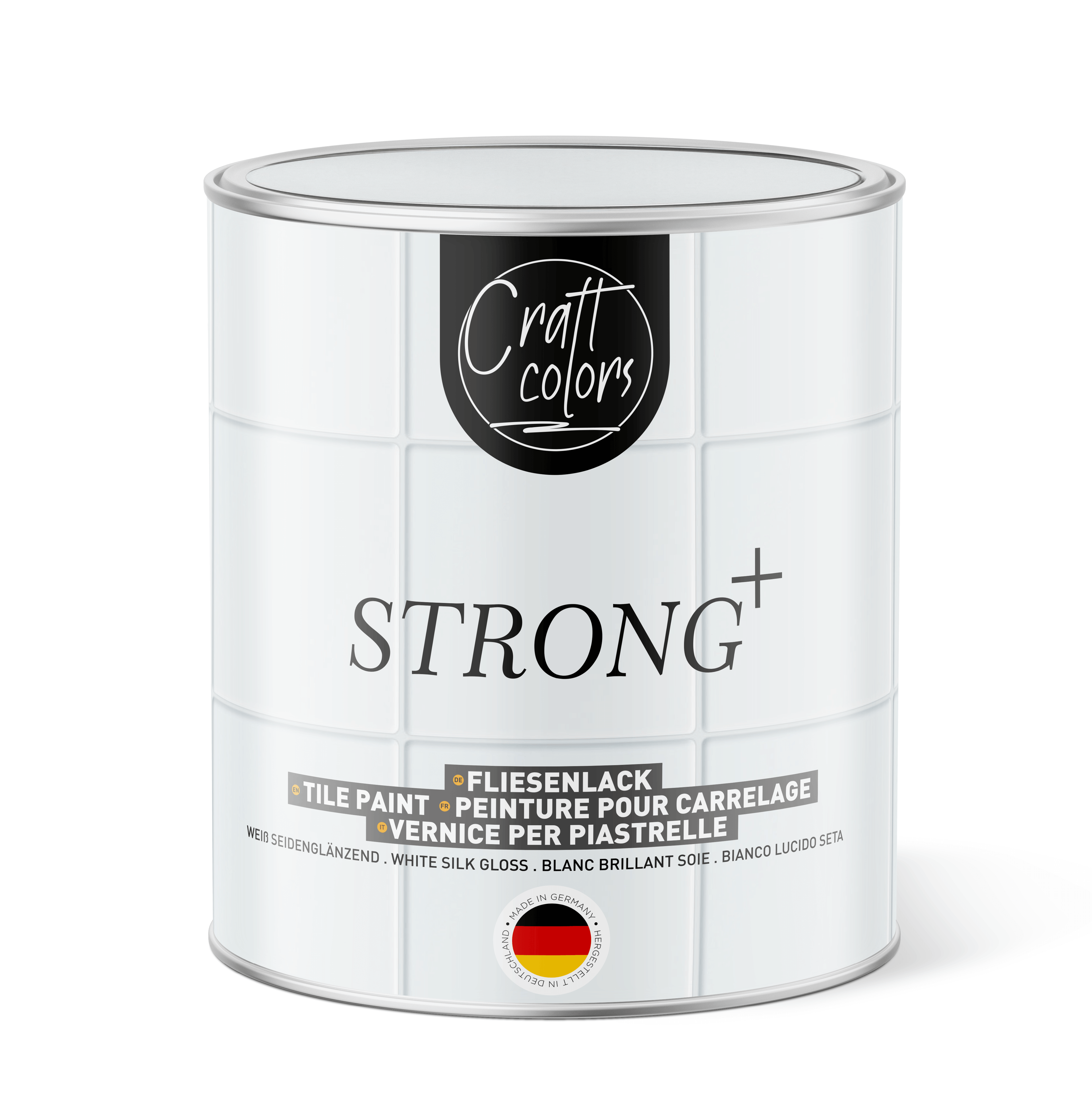 2in1 Fliesenlack weiße seidenglänzende Farbe in einer Dose von Craft Colors.