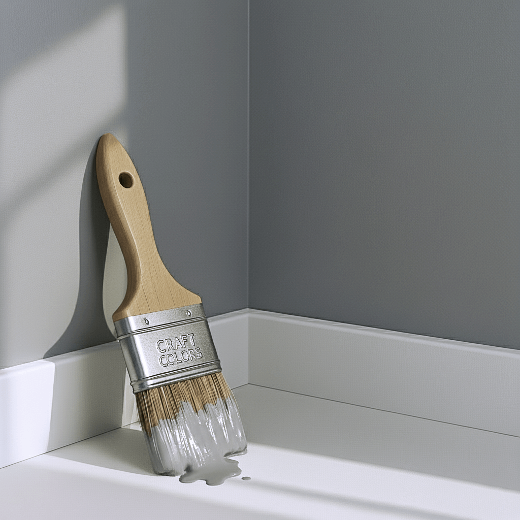 Wandfarbe hellgrau No. 763 Design Collection mit Pinsel an Wand in edelmatt acabado