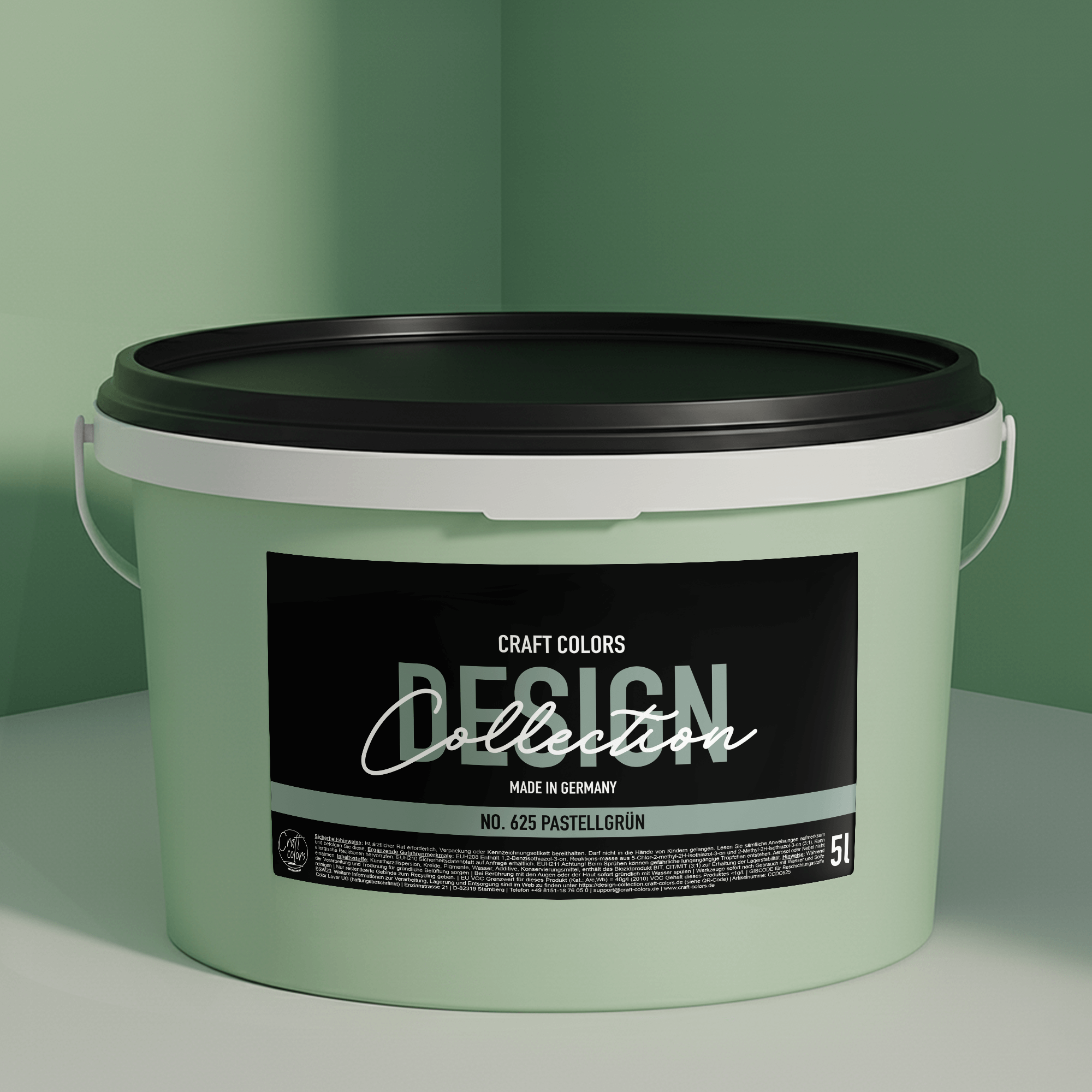 Wandfarbe edelmatt pastell mintgrün No. 625 Design Collection 5L - Craft Colors