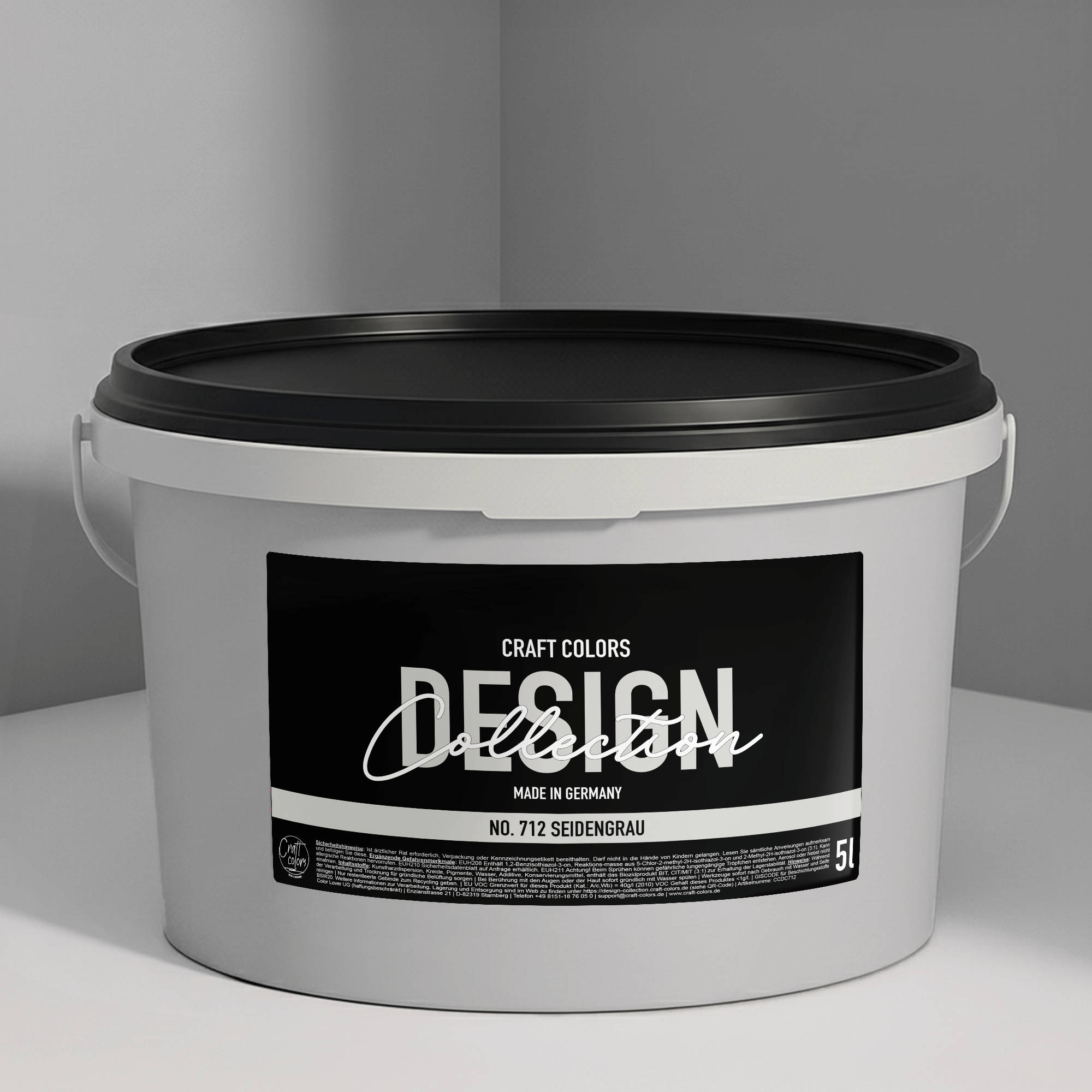 Wandfarbe seidengrau No. 712 Design Collection 5L edelmatt von Craft Colors aus Deutschland.