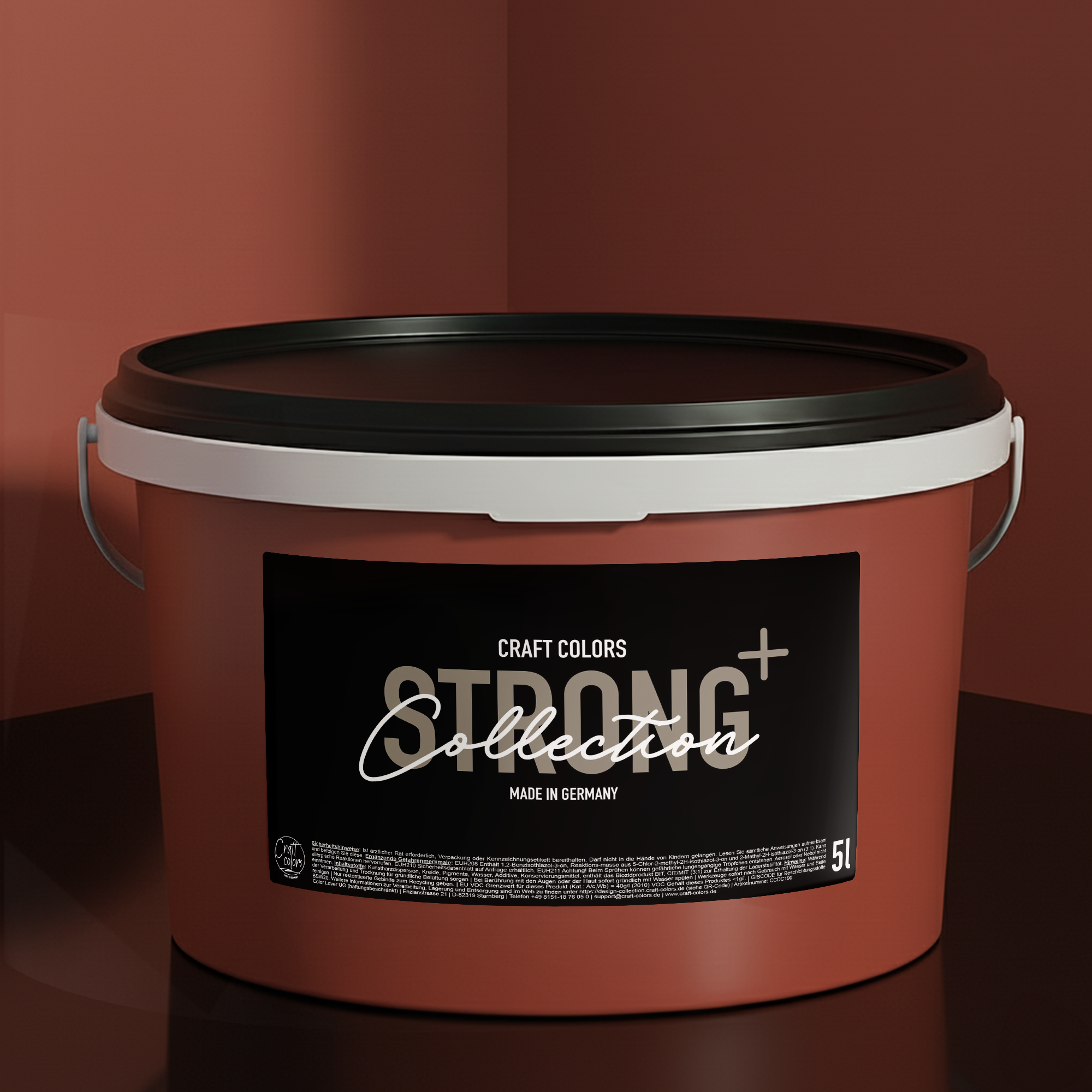 Muurverf Terracotta Rood nr. 460, natte slijtvastheid klasse 1, Strong+ Collectie, mat 5L