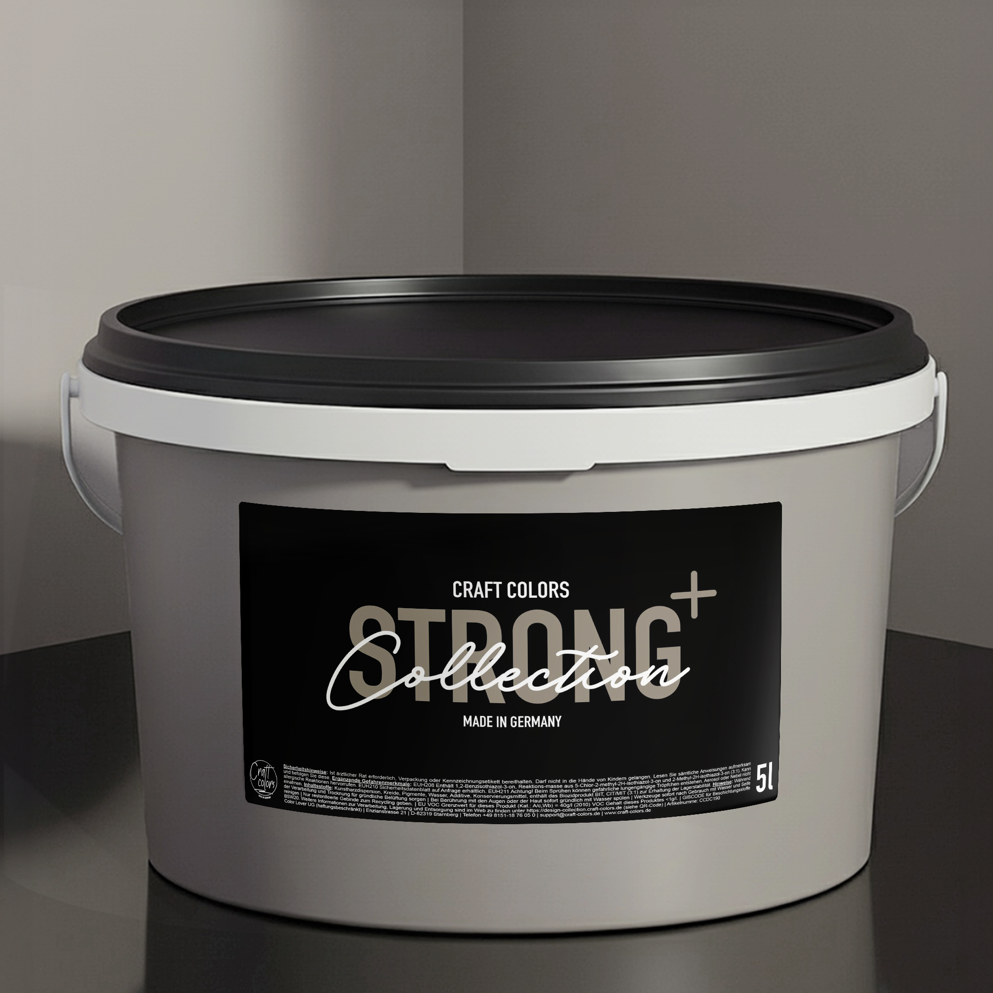 Muurverf Strong+ Stone Grey nr. 955, 5 l voor zwaar belaste oppervlakken zoals trappen